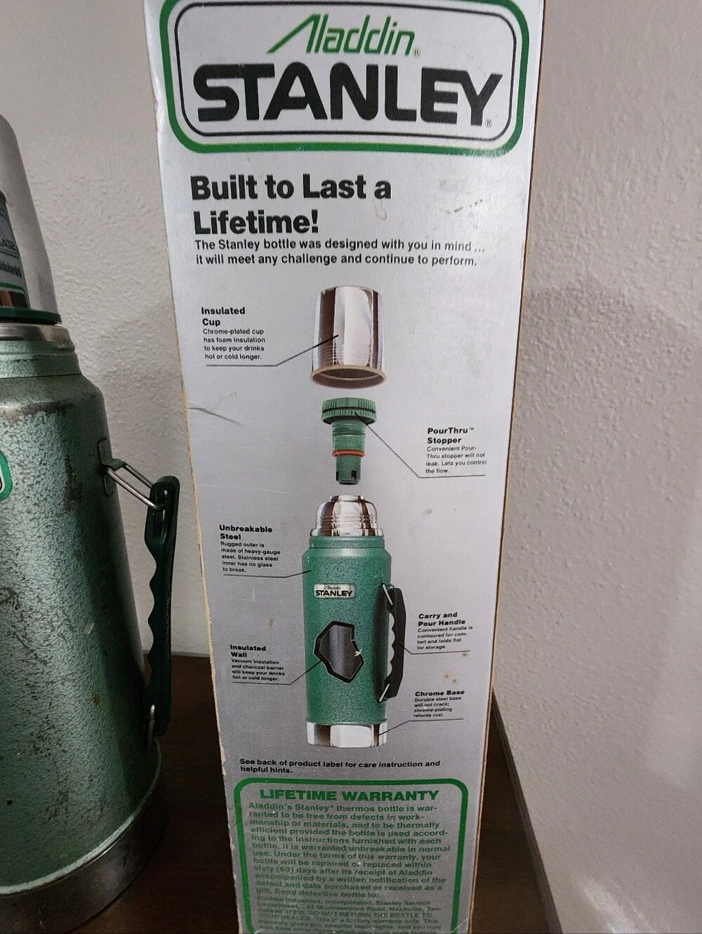 Stanley Green Metal Quart Thermos - Vintage Look
